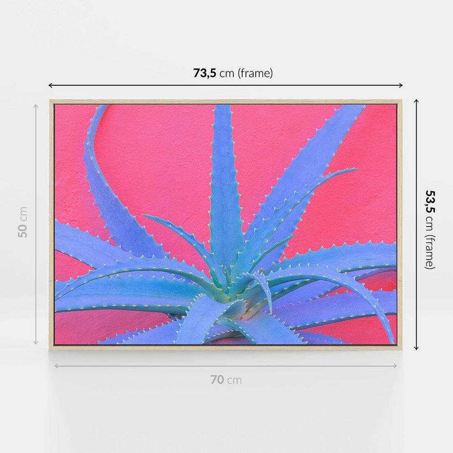 Obraz w ramie 70x50 - Piękno Pustyni - kaktusy, liście - rama drewno