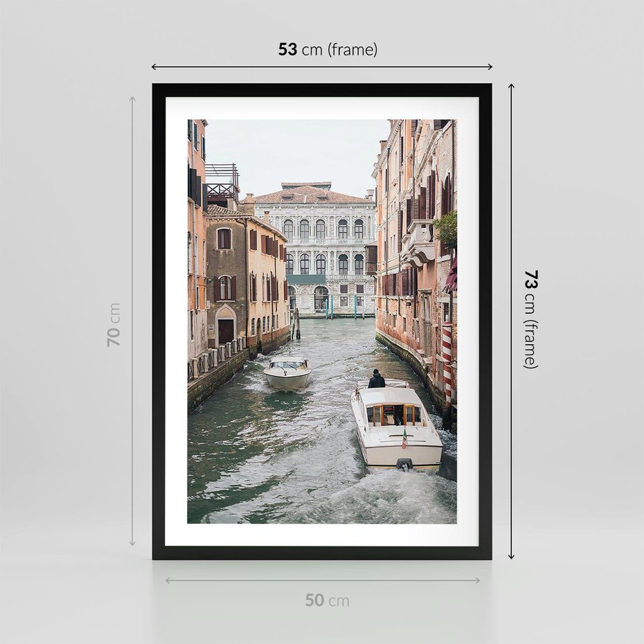 Plakat w ramie 50x70 - Wenecja na Twojej Ścianie - wenecja, kanały - rama czarna