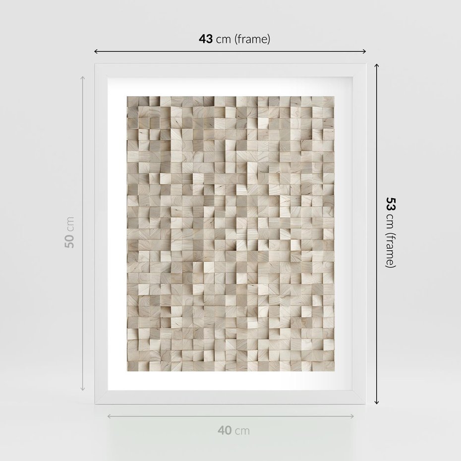 Plakat w ramie 40x50 - Geometryczne 3D: Abstrakcyjna Harmonia - geometryczne, 3D - rama biała