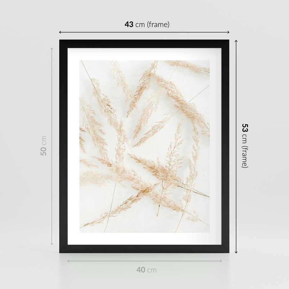 Plakat w ramie 40x50 - Pampas w Stylu Boho: Kompozycja Natury - suche trawy, pampas - rama czarna