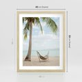 Plakat w ramie 40x50 - Relaks na plaży - palma, hamak - rama drewno