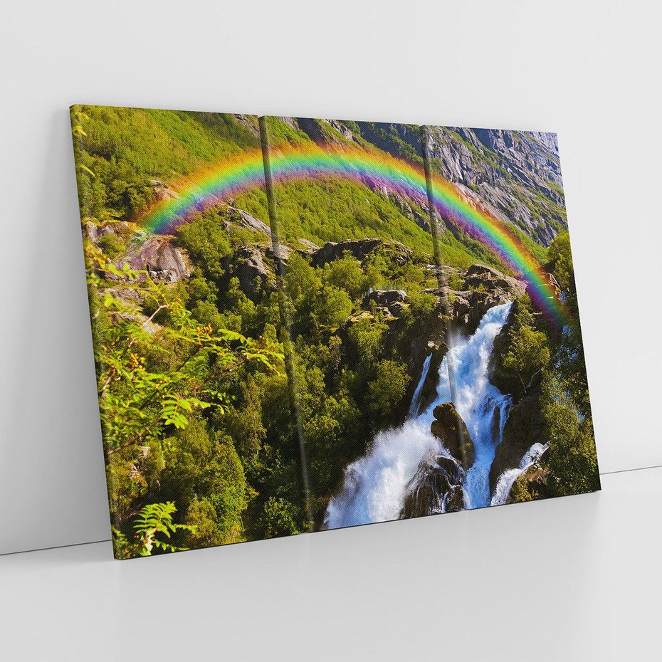 Obraz na płótnie 120x80 - Tęczowe góry - harmonia kolorów - tęcza, góry