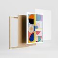Plakat w ramie 50x70 - Harmonia Kolorowych Impulsów - abstrakcyjne geometryczne kształty, olejny obraz - rama drewno