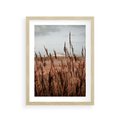 Plakat w ramie 30x40 - Wysokie Trawy w Górskim Krajobrazie - suche trawy, wysokie trawy - rama drewno