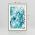 Plakat w ramie 50x70 - Wzburzony Ocean: Widok Z Góry - wzburzony ocean, błękitna woda - rama drewno