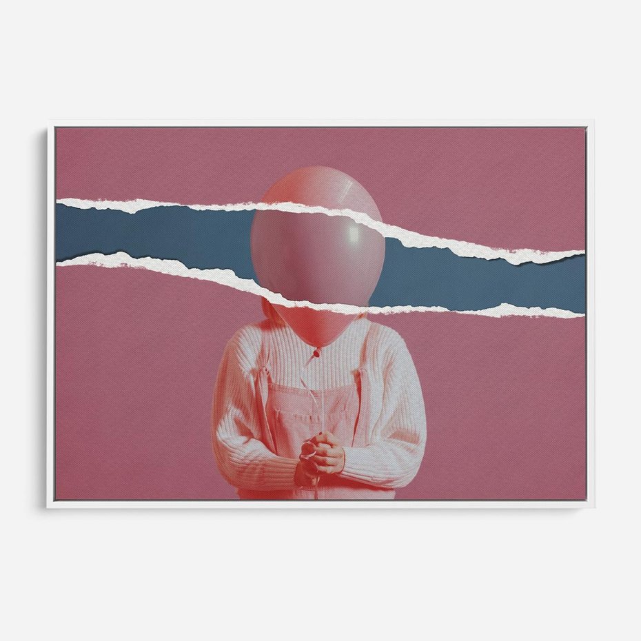 Obraz w ramie 120x80 - Kolaż Wyobraźni - kolaż zdjęć, styl retro - rama biała