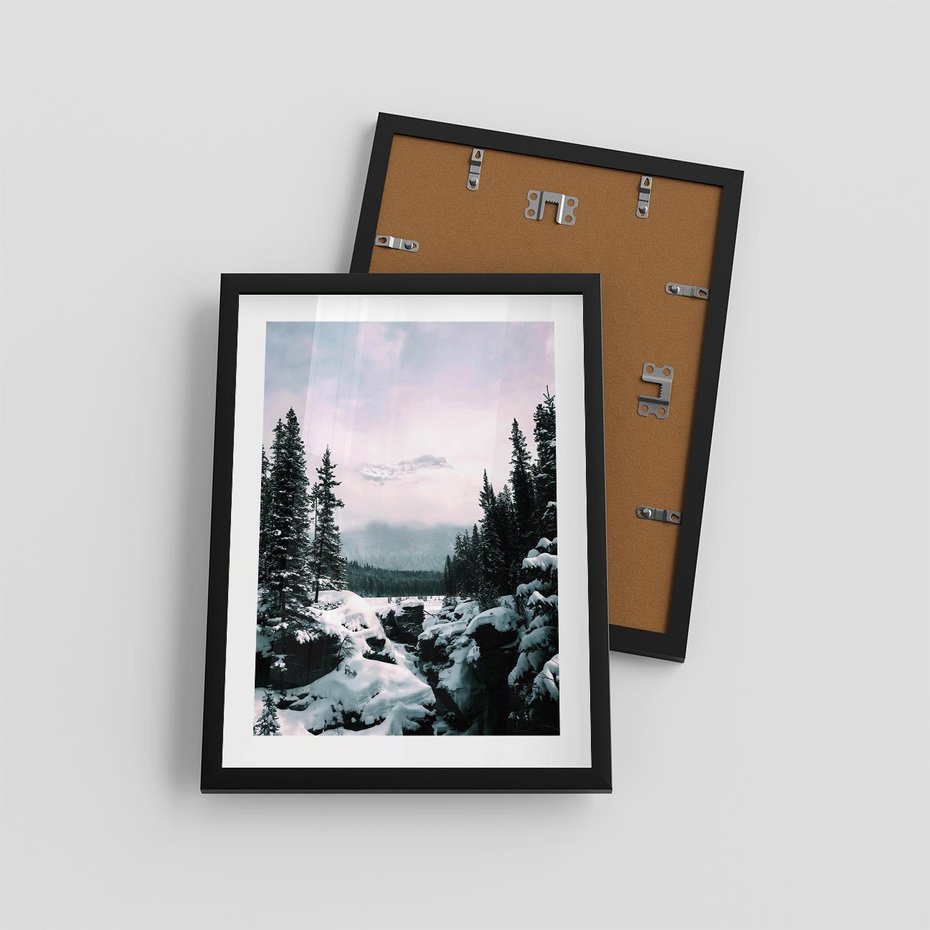 Plakat w ramie 30x40 - Zimowe Góry - zimowy krajobraz, góry - rama czarna