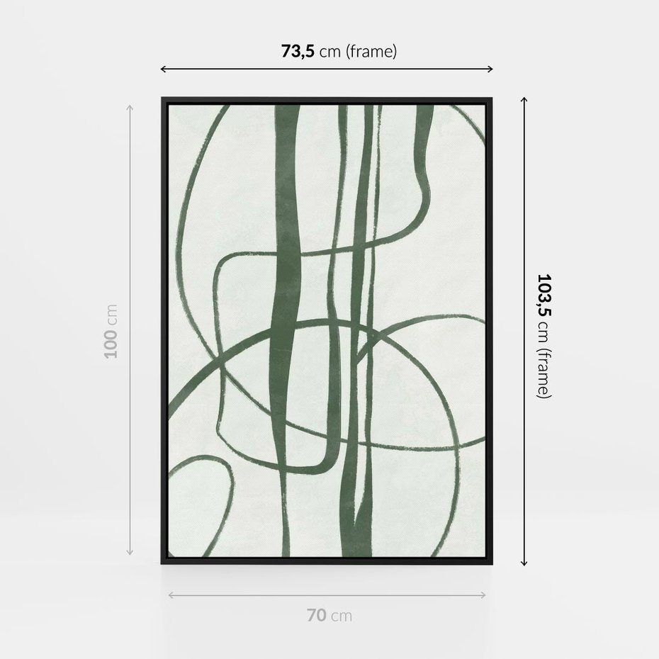 Obraz w ramie 70x100 - Zielony Spokój - zielona abstrakcja, spokojny plakat - rama czarna