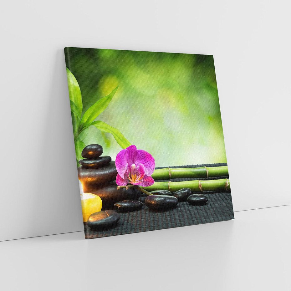 Obraz na płótnie 80x80 - Ukojenie kamieni w SPA - kamienie, SPA