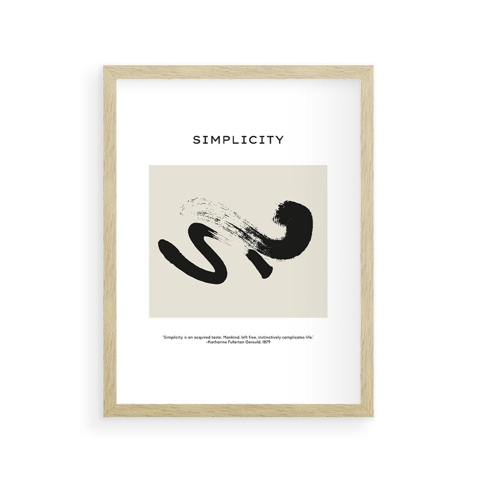 Plakat w ramie 30x40 - Prostota w kształcie - abstrakcja, maźnięcie farbą - rama drewno
