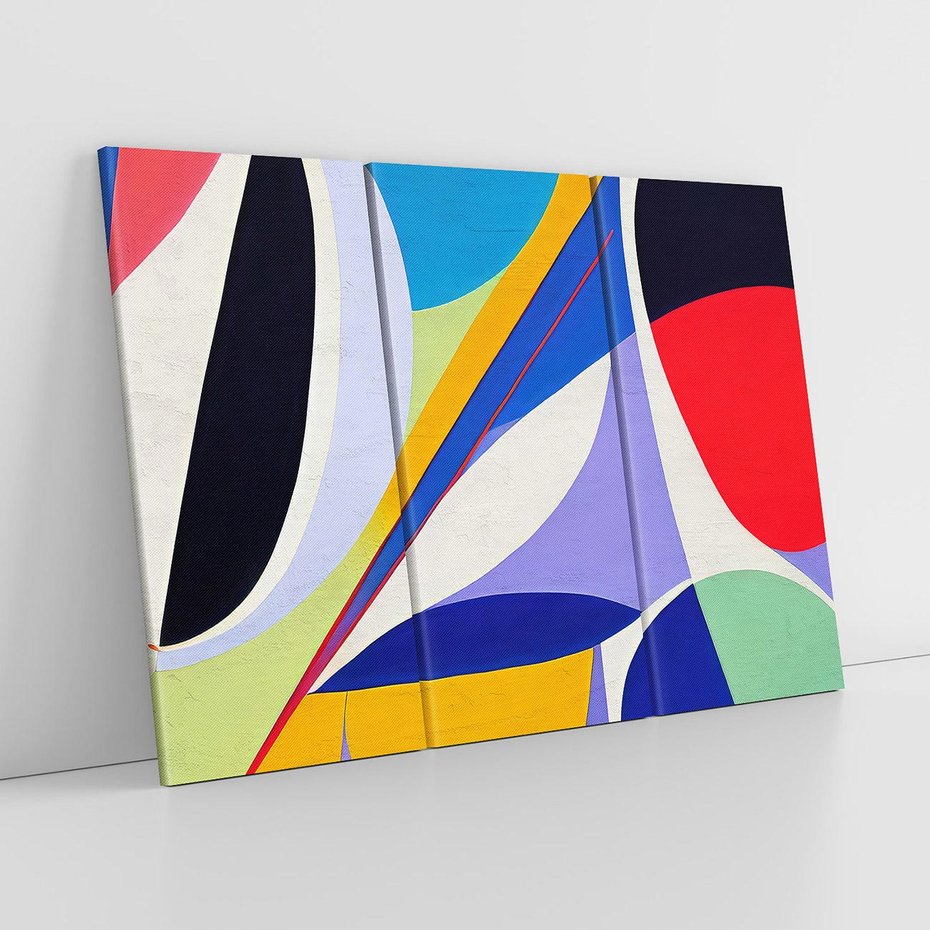 Obraz na płótnie 120x80 - Kolorowe Przesunięcia Kształtów - abstrakcyjny obraz olejny, żywe kolory