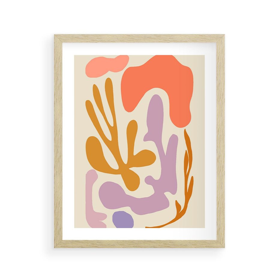 Plakat w ramie 40x50 - Ekspresjonistyczne Impulsy - abstrakcyjny obraz, pastelowe kolory - rama drewno