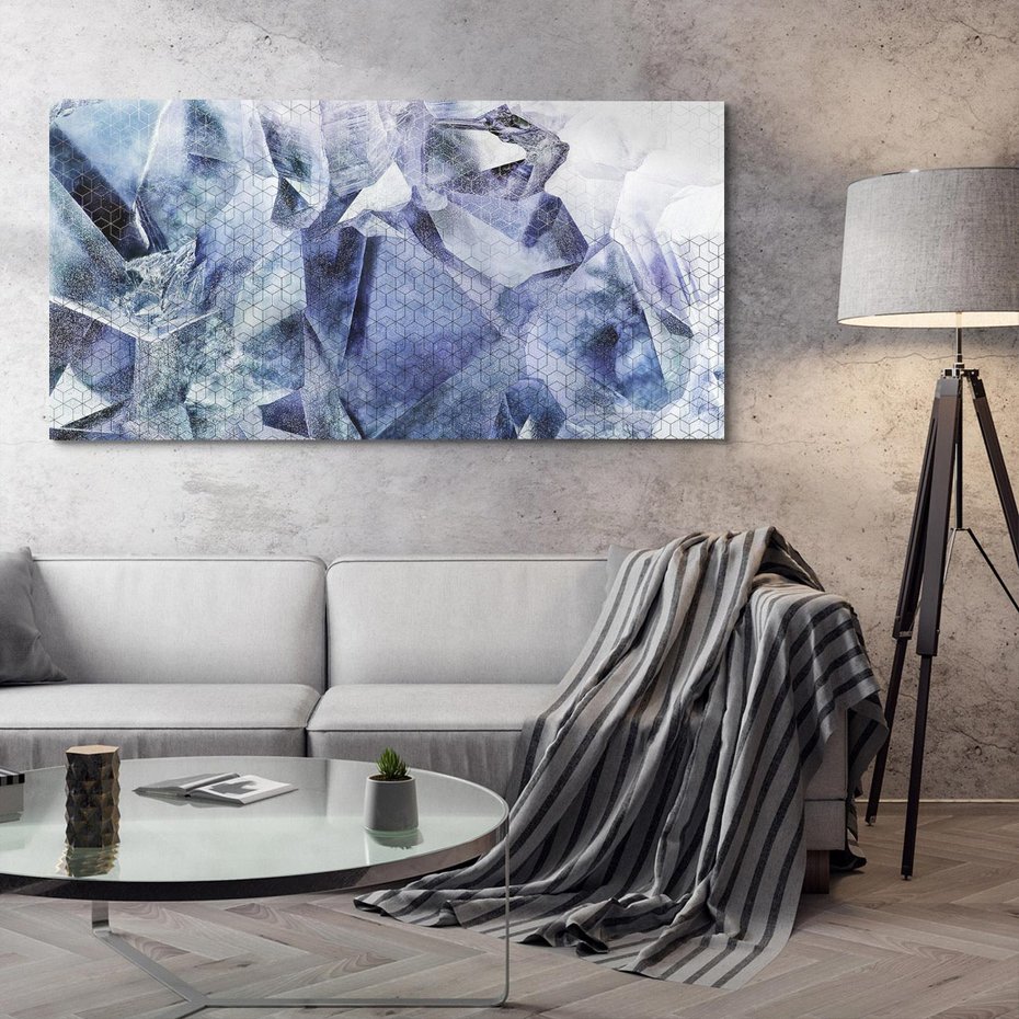 Obraz na płótnie 120x60 - Melodia mgieł i marzeń - abstrakcja w kolorze granatu, przypominająca górę lodową