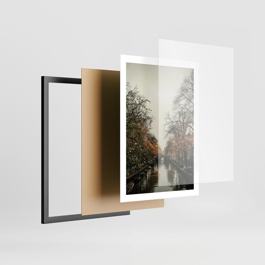 Plakat w ramie 50x70 - Jesienne Spacerki po Holenderskich Kanałach - kanały, Holandia - rama czarna