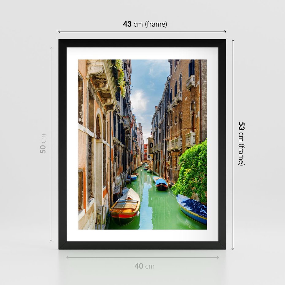 Plakat w ramie 40x50 - Wenecja: romantyczne miasto wodnych dróg - Wenecja, Włochy - rama czarna