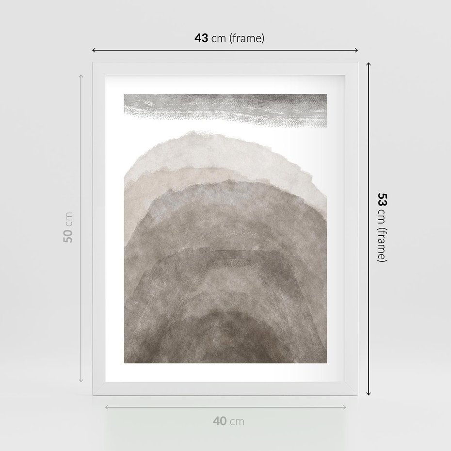 Plakat w ramie 40x50 - Przenikające Kształty - rozmyte cienie, abstrakcja - rama biała