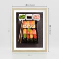 Plakat w ramie 40x50 - Kulinarne podróże do Japonii - sushi, japonia - rama drewno