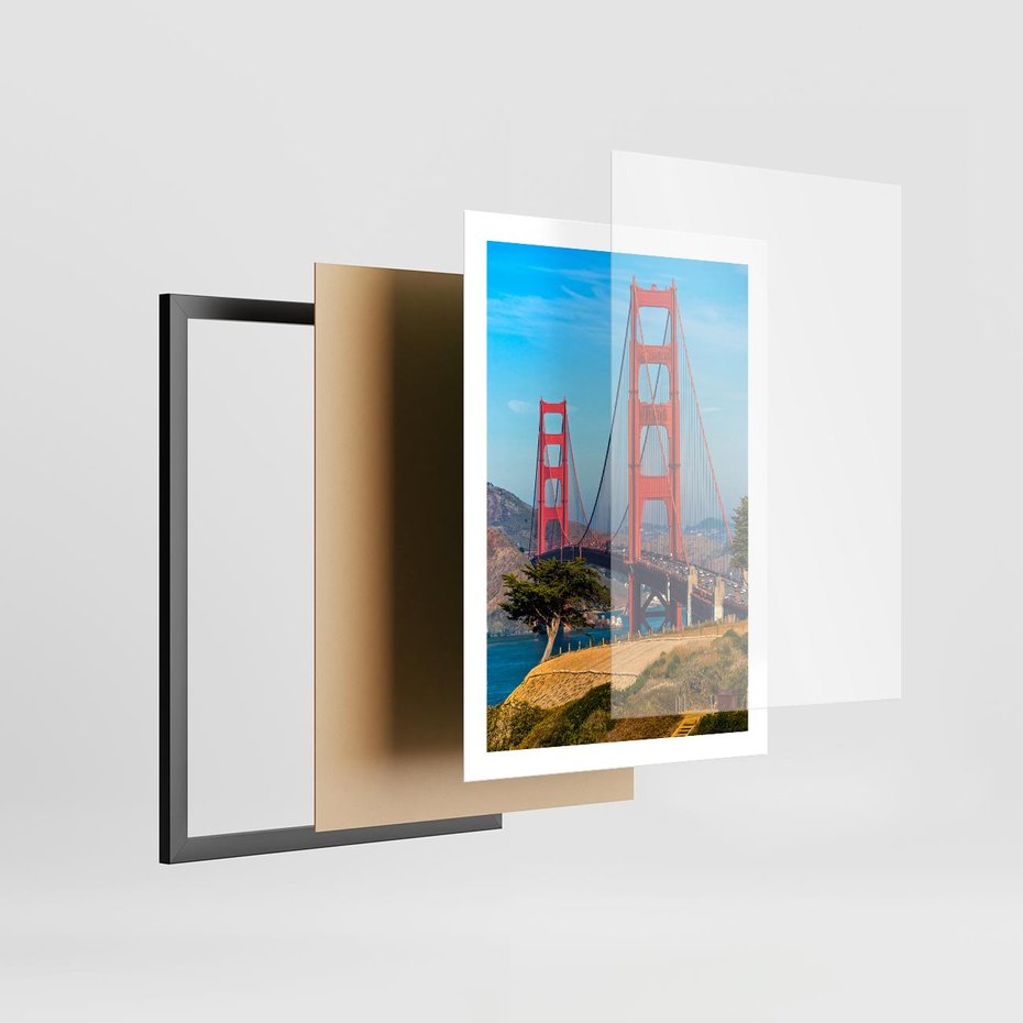 Plakat w ramie 50x70 - W krainie amerykańskich mostów - most, USA - rama czarna