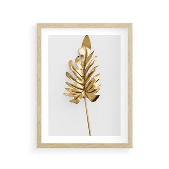 Plakat w ramie 30x40 - Ponadczasowy Urok - złote, liście - rama drewno