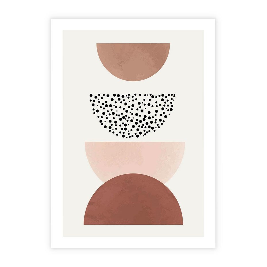 Plakat bez ramy 40x50 - Geometryczna Harmonia w Brązach i Beżach - geometryczne kształty, brązy i beże