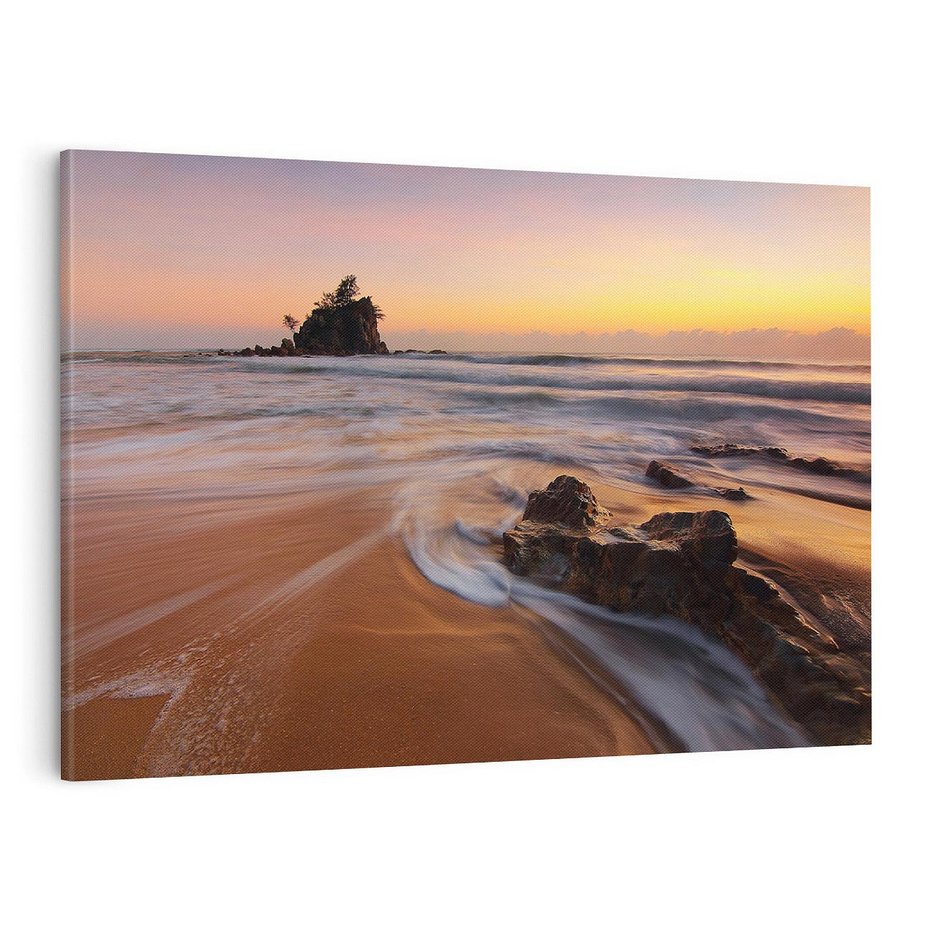 Obraz na płótnie 70x50 - Skały nad morzem - morze, plaża