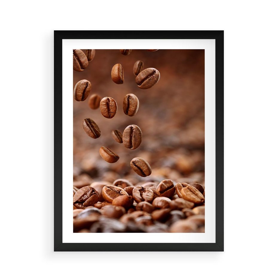Plakat w ramie 50x70 - Kawiarniana atmosfera kawy - kawa, kawiarnia - rama czarna