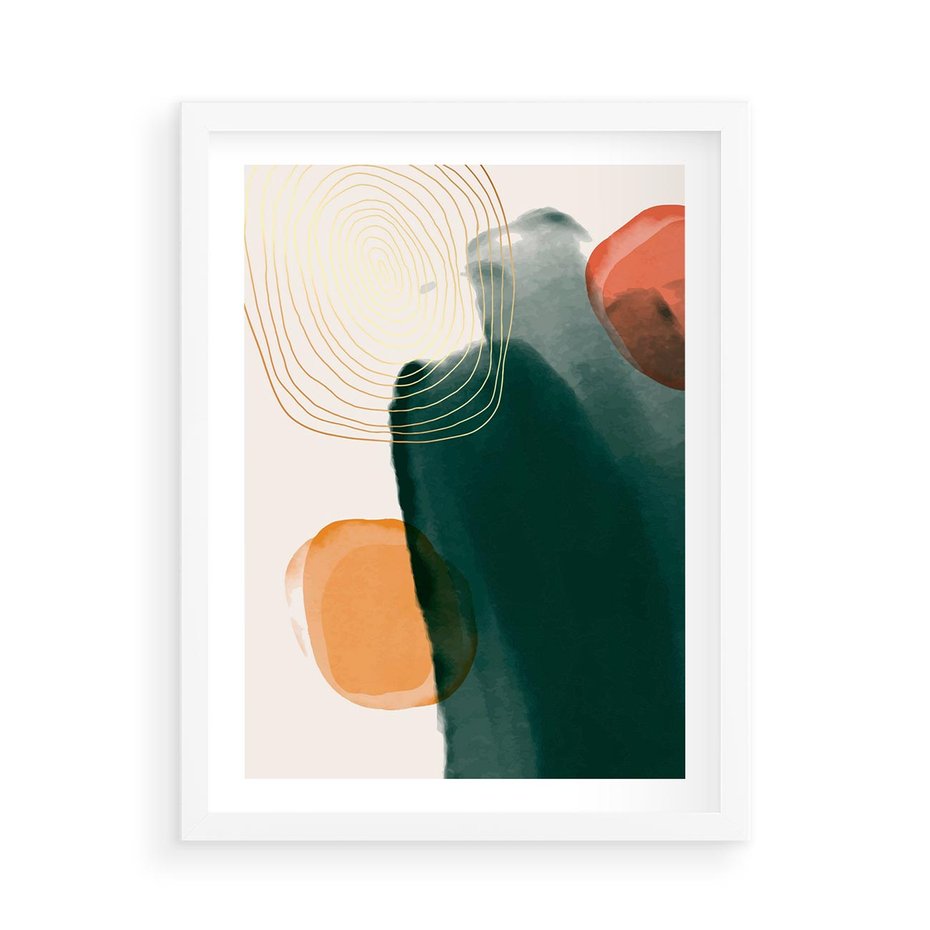 Plakat w ramie 50x70 - Modernistyczne Spektrum - abstrakcyjna granatowa plama, akwarela - rama biała