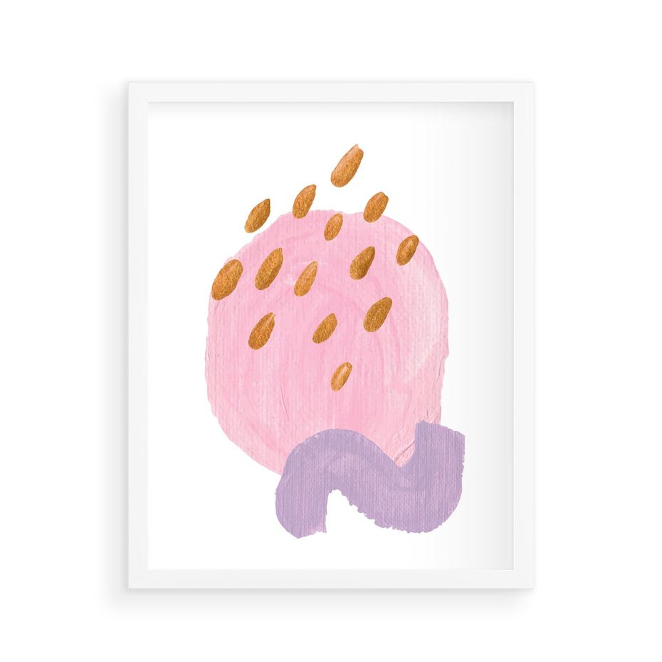 Plakat w ramie 40x50 - Migoczące Pastelowe Kształty - akwarela, minimalizm - rama biała