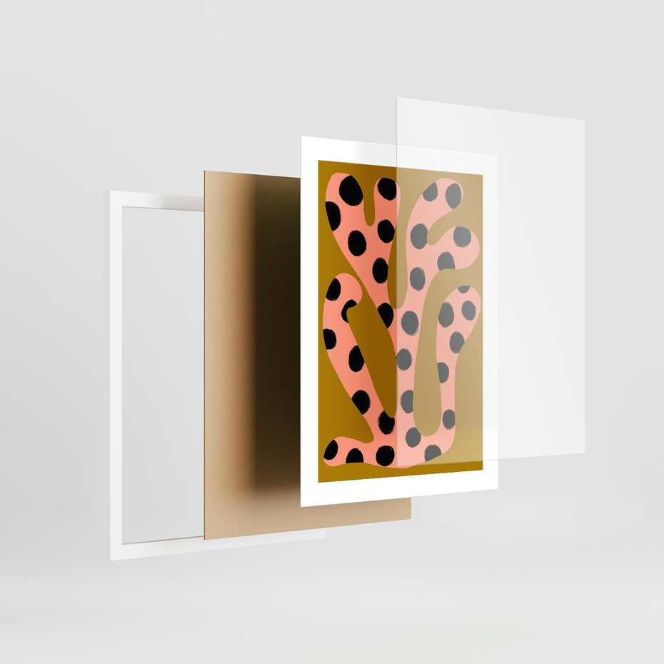 Plakat w ramie 30x40 - Rozkwitająca Wolność Boho - abstrakcyjne boho kształty, dziwne - rama biała