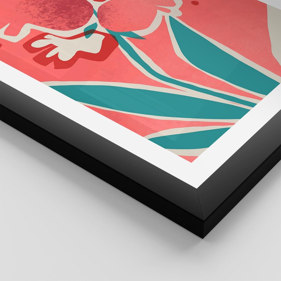 Plakat w ramie 50x70 - Rozkwitające Plamy i Formy - nowoczesny plakat, abstrakcyjne kwiaty - rama czarna