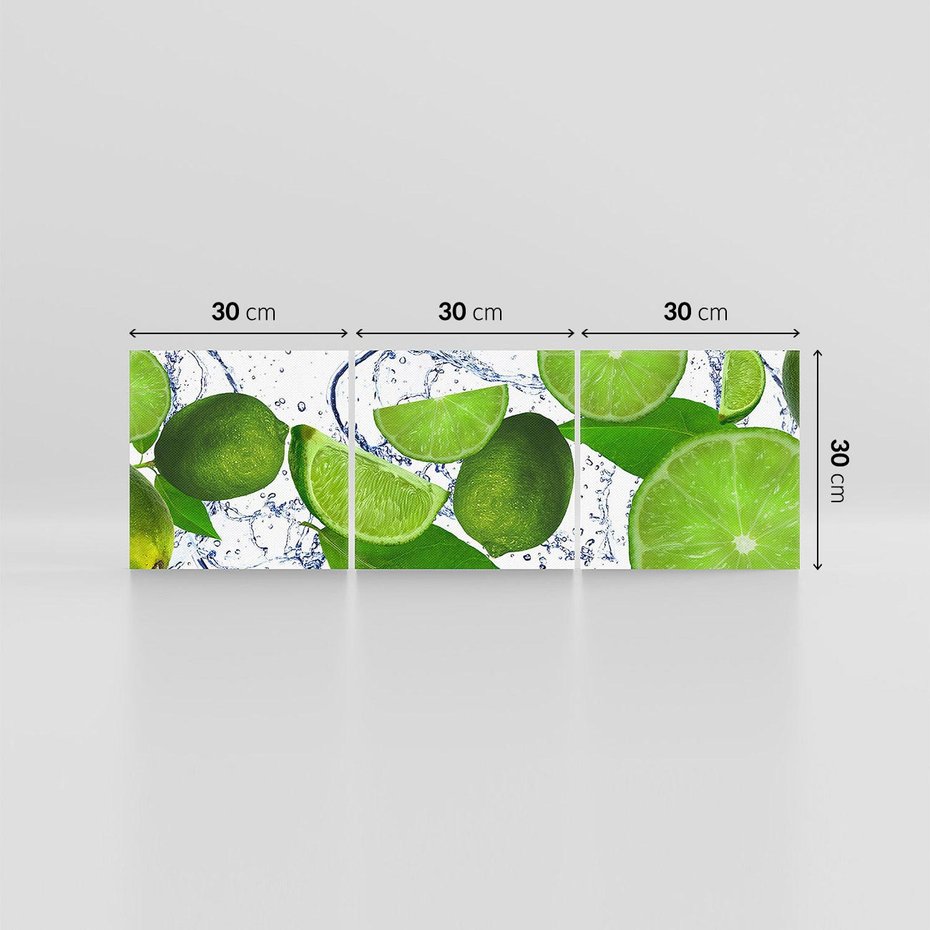 Obraz na płótnie 90x30 - Świeże limonki - limonki, woda