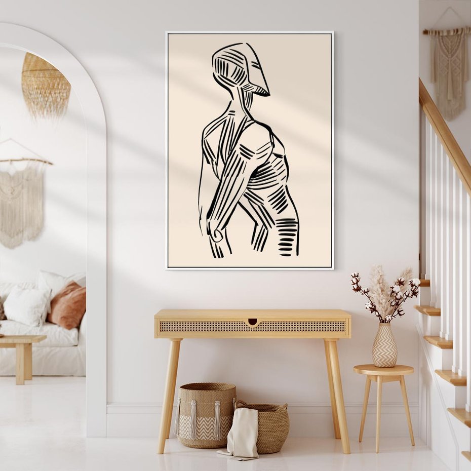 Obraz w ramie 70x100 - Eksploracja Wizualna - szkic, czarno biały - rama biała