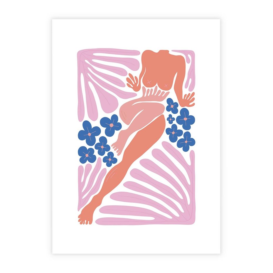 Plakat bez ramy 21x30 - Opowieść Ognistych Rytów - nowoczesny kobiecy akt, graficzne kształty