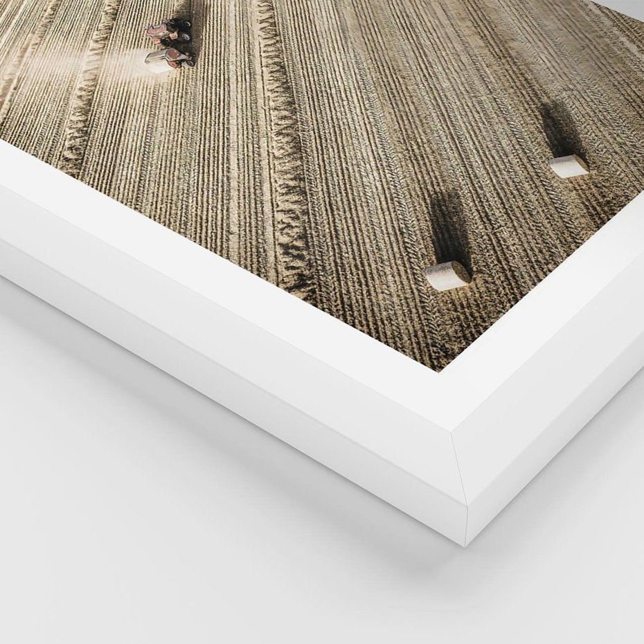 Plakat w ramie 50x70 - Rolnicza Praca - pole, traktor - rama biała