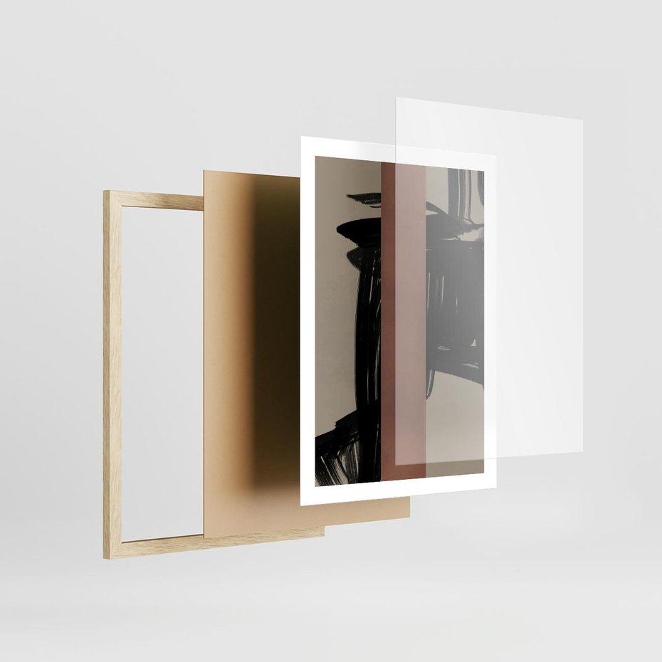 Plakat w ramie 50x70 - Niezwykłe Przeobrażenia - abstrakcja, czarne splatane linie - rama drewno