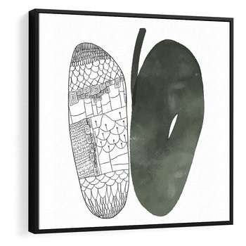 Obraz w ramie 50x50 - Przesunięte Jabłko - minimalistyczny plakat, jabłko - rama czarna