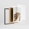 Plakat w ramie 50x70 - Egzotyczny Blask - złote, liście - rama czarna