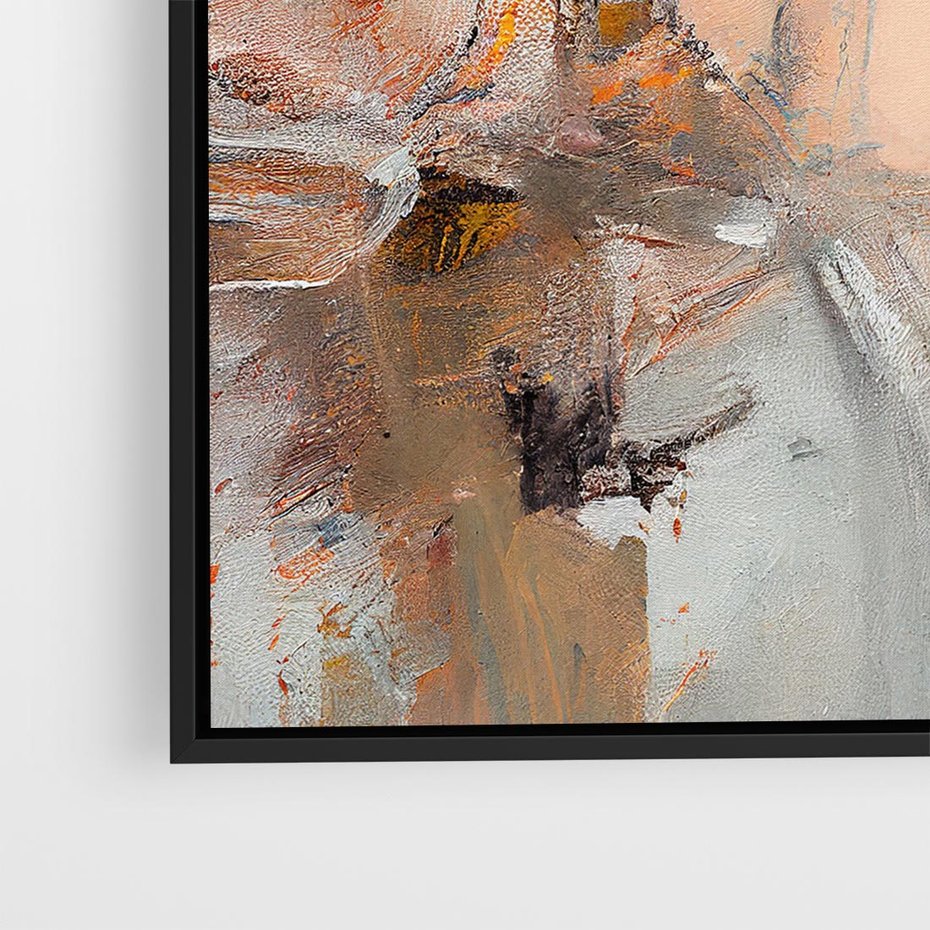 Obraz w ramie 50x50 - Taniec księżycowego pyłu - abstrakcja, tekstury farb - rama czarna