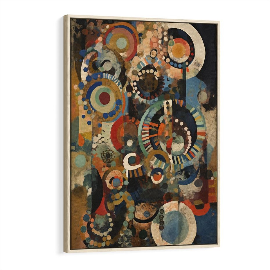 Obraz w ramie 70x100 - Podróżne Wizje Aberracji - abstrakcyjny obraz, mnogość kolorów - rama drewno