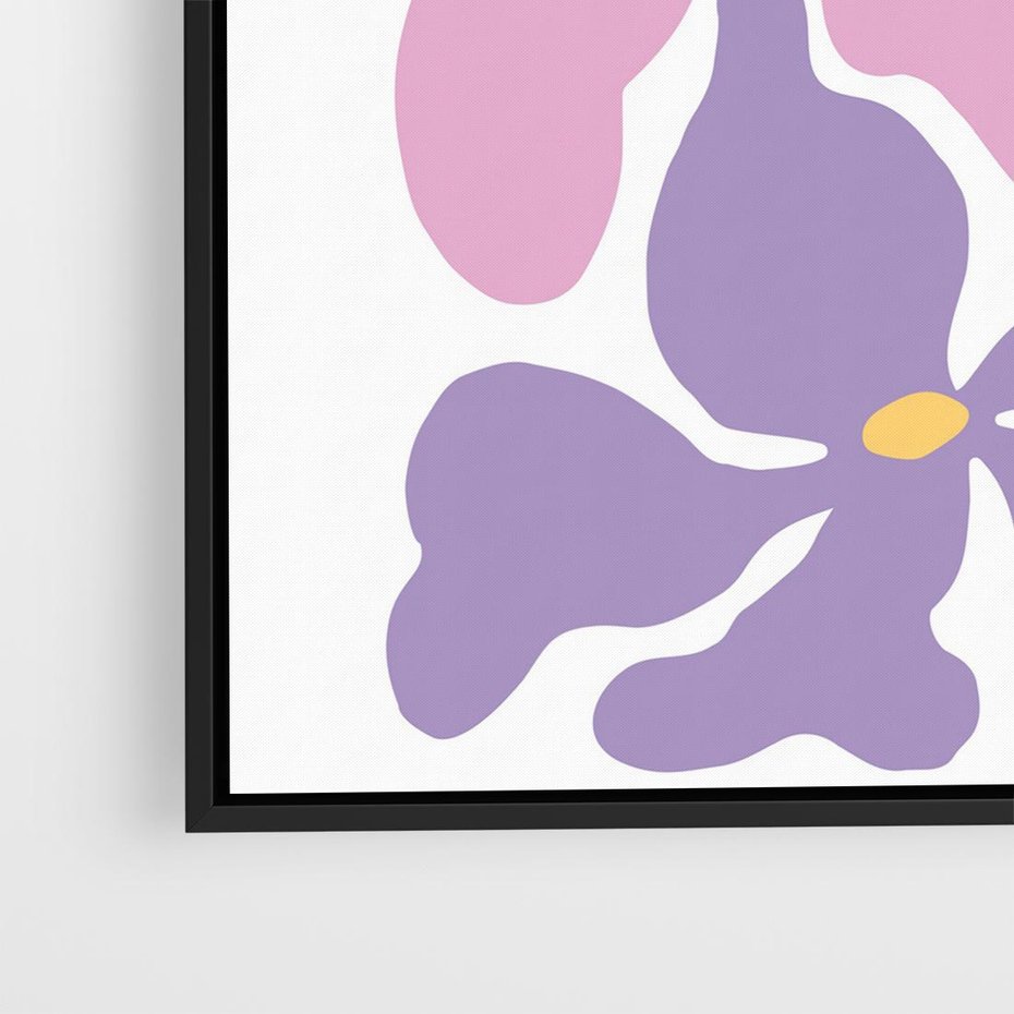 Obraz w ramie 50x50 - Bezgraniczne Wibracje - abstrakcyjne kolorowe kwiaty, minimlizm - rama czarna