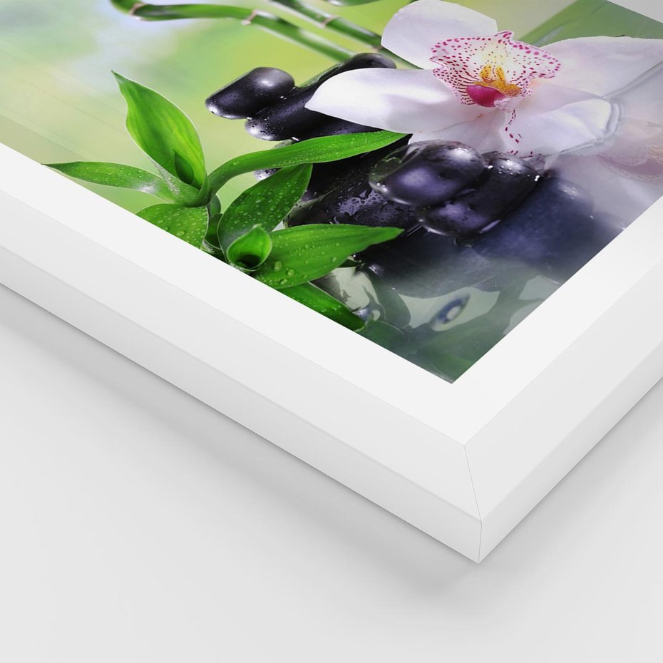 Plakat w ramie 40x50 - Spa pełne kwiatów i relaksu - spa, kwiat - rama biała