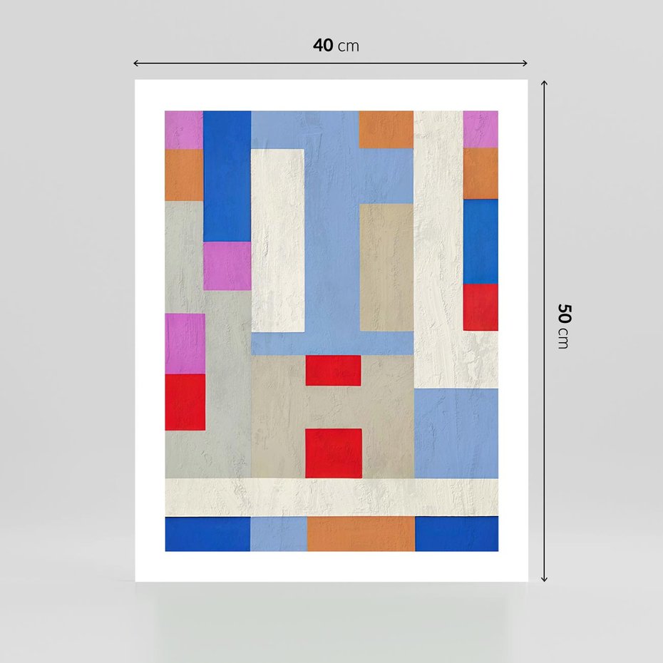 Plakat bez ramy 40x50 - Bezczasowe Przenikanie Kształtów - abstrakcyjne geometryczne kształty, olejny obraz