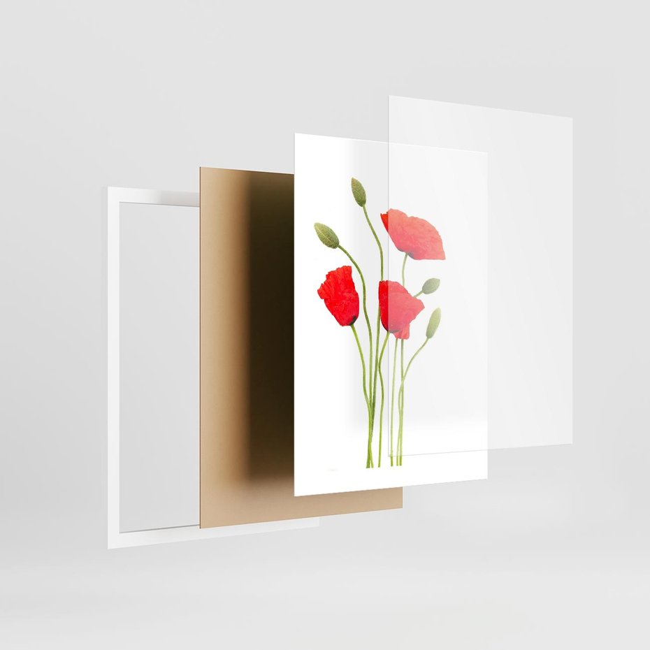 Plakat w ramie 30x40 - Pola maków w pełnym kolorze - maki, kwiaty - rama biała