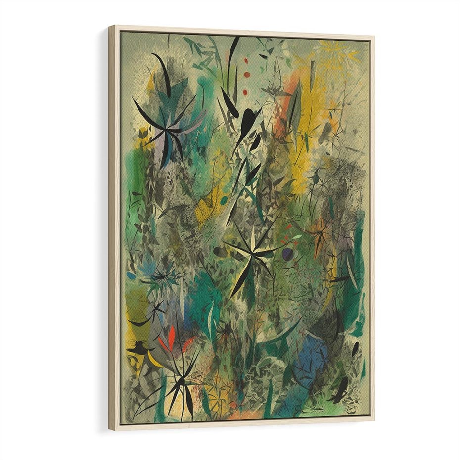 Obraz w ramie 80x120 - Tajemnicze Konstrukcje Form - abstrakcyjny obraz, mnogość kolorów - rama drewno