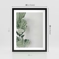 Plakat w ramie 40x50 - Minimalistyczna Harmonia: Zieleń Liści - zieone liście, kompozycja - rama czarna
