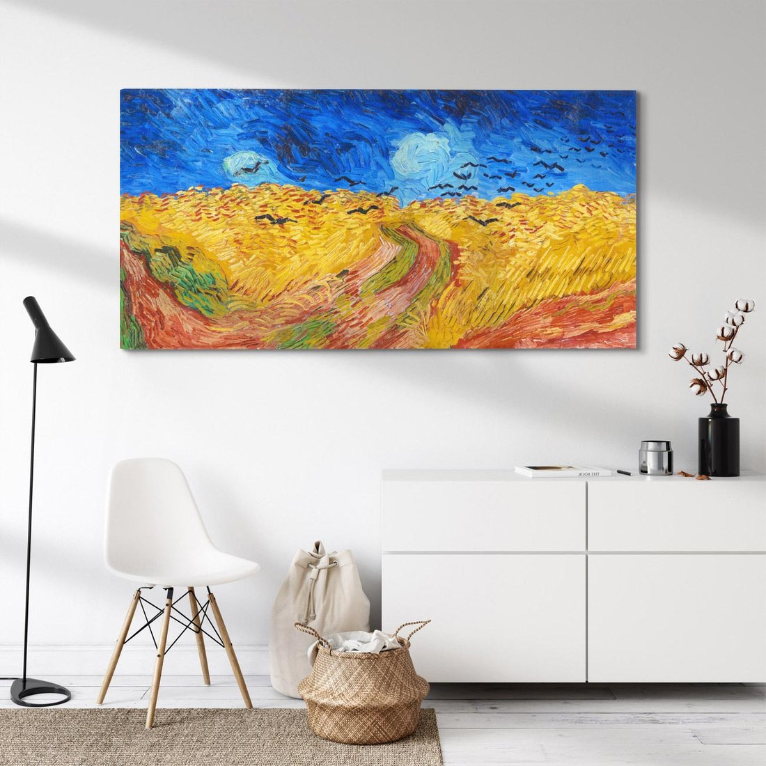 Obraz na płótnie 140x70 - "Wheatfield with Crows" (1890) Vincent van Gogh - Reprodukcja - reprodukcja, obraz na płótnie