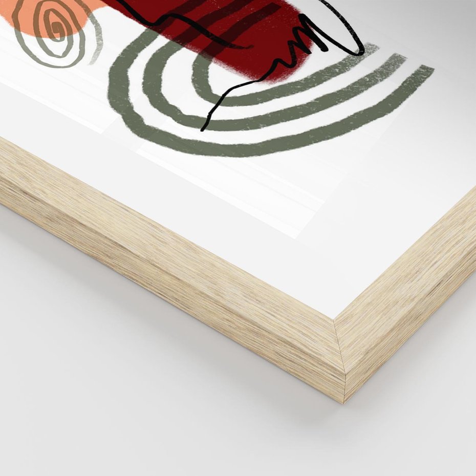 Plakat w ramie 40x50 - Boho Raj - abstrakcyjna sztuka, boho kształty - rama drewno