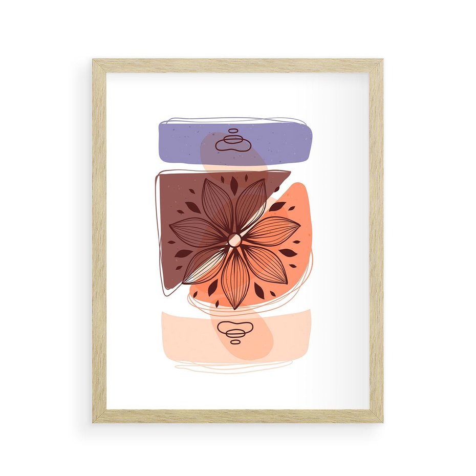 Plakat w ramie 40x50 - Kwiatowa Oaza - abstrakcyjna sztuka, plamy - rama drewno