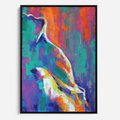 Obraz w ramie 50x70 - Olejne Wibrujące Emocje - abstrakcyjny obraz, różne kolorowe maźnięcia pędzla - rama czarna