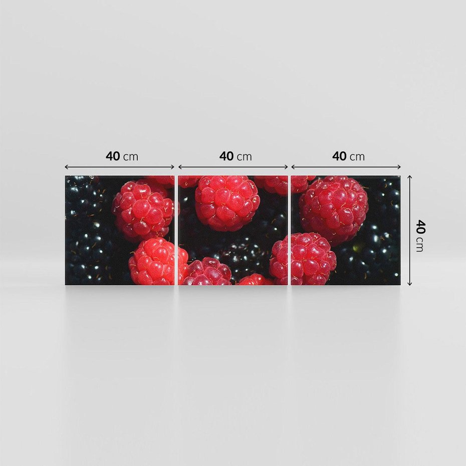 Obraz na płótnie 120x40 - Maliny Soczysta Eksplozja - maliny, owoce